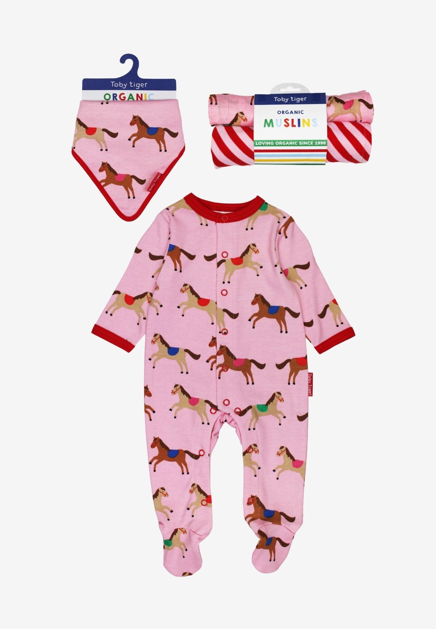 Organic Pink Horse and Pony Print Baby Bundle - Toby Tiger