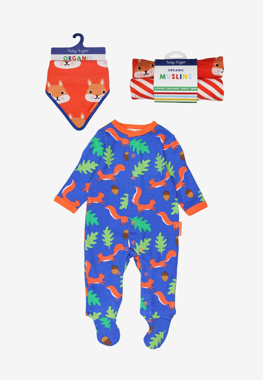 Organic Squirrel Print Sleepsuit Baby Bundle - Toby Tiger
