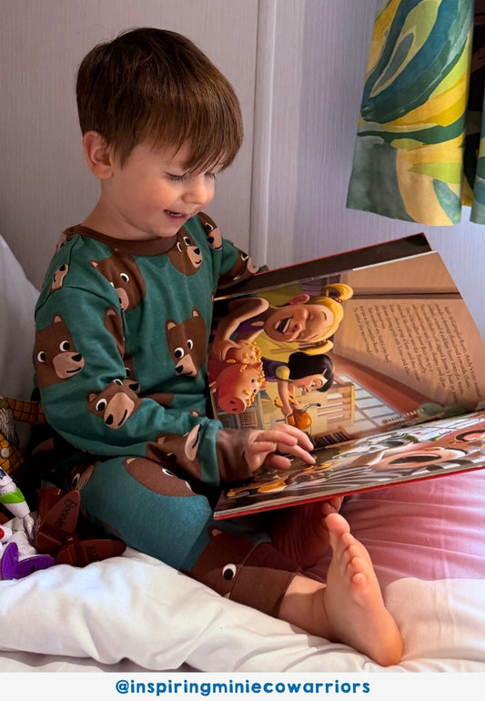 Organic Brown Bear Print Pyjamas - Toby Tiger