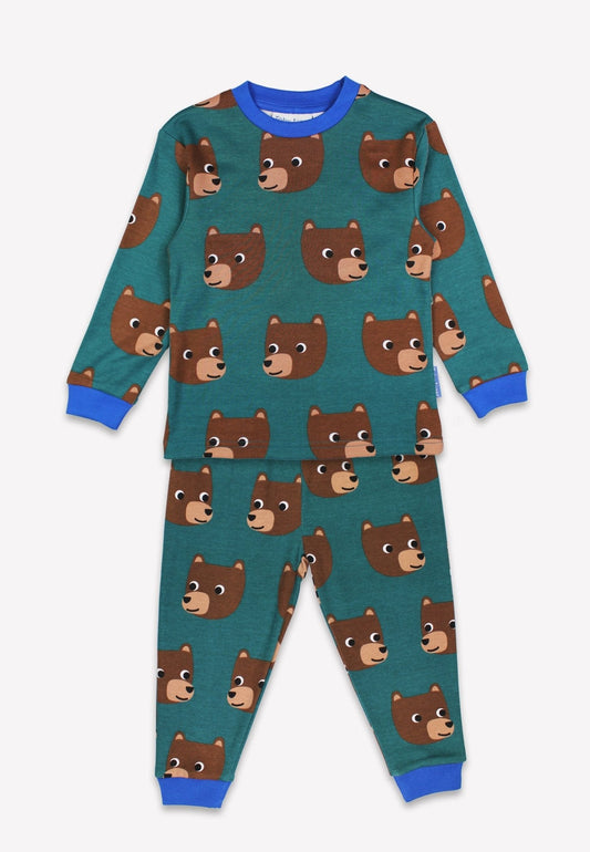 Organic Brown Bear Print Pyjamas - Toby Tiger