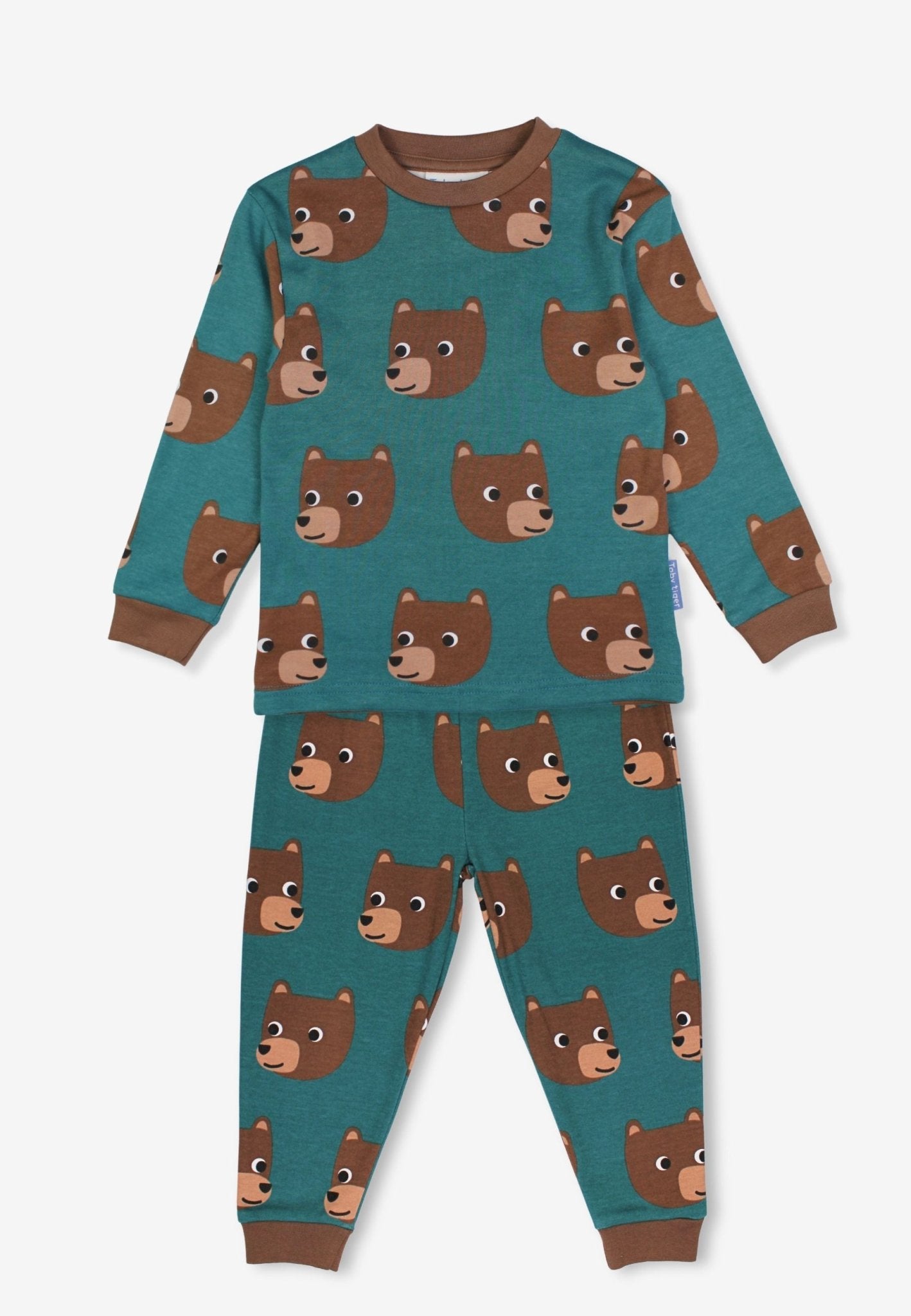Organic Brown Bear Print Pyjamas - Toby Tiger