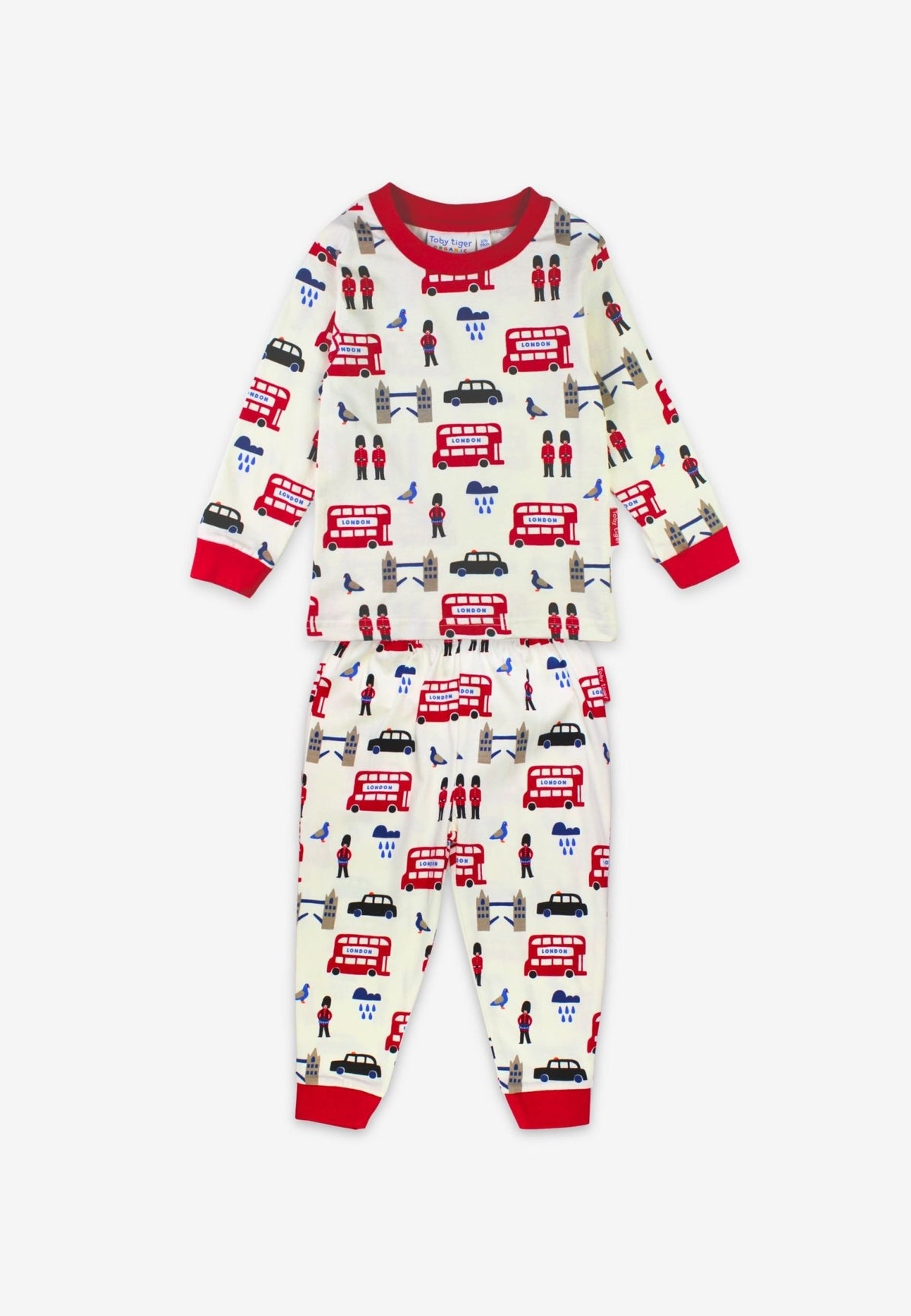 Organic London Print Long - Sleeved Pyjamas - Toby Tiger