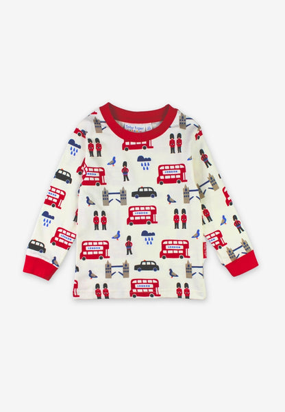 Organic London Print Long - Sleeved Pyjamas - Toby Tiger