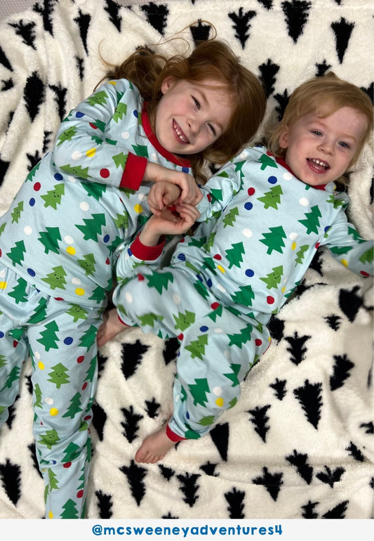 Organic Christmas Tree Print Pyjamas - Toby Tiger