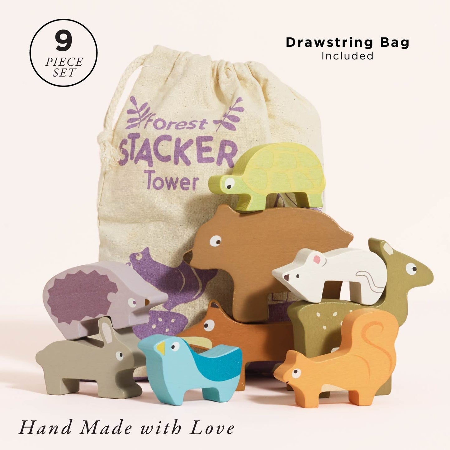 Woodland Stacking Forest Animals & Bag - Toby Tiger UK