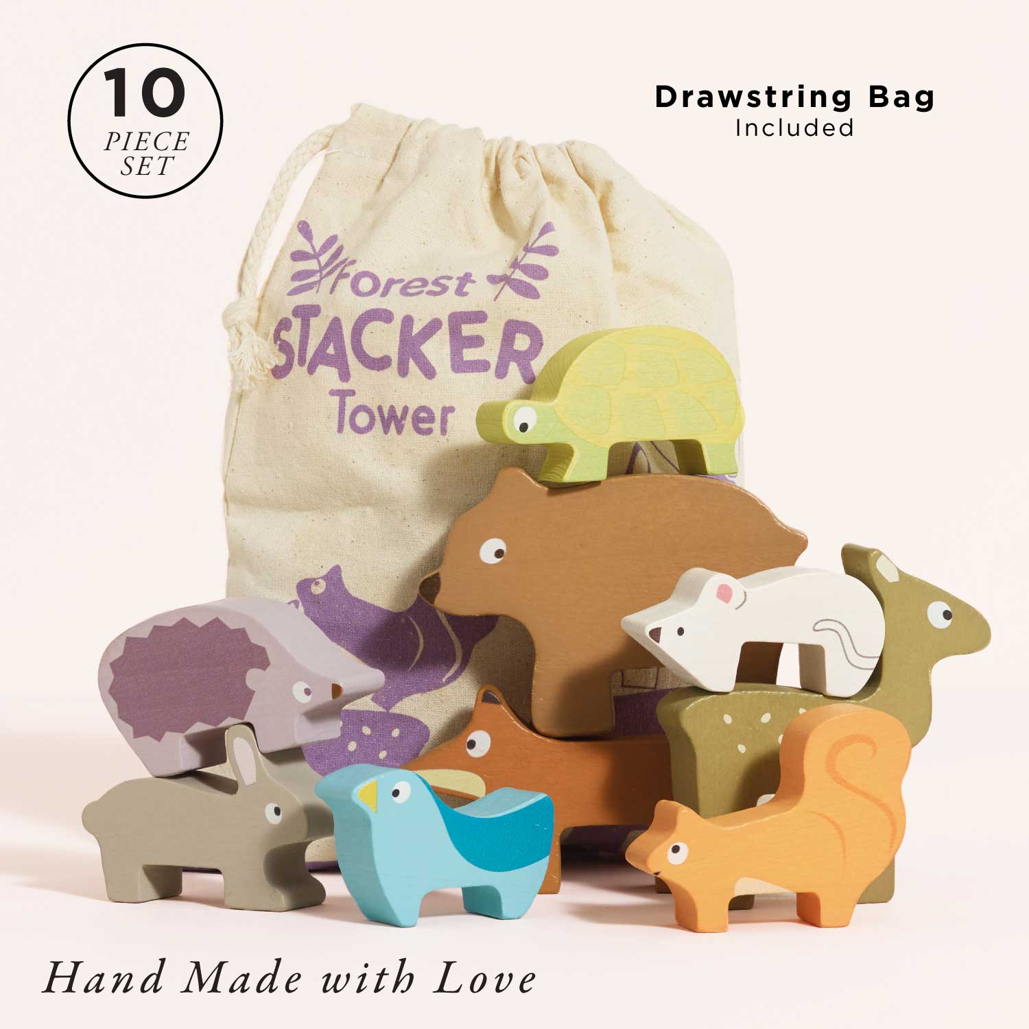 Woodland Stacking Forest Animals & Bag - Toby Tiger UK