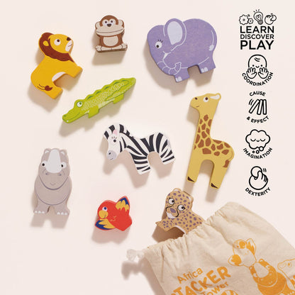 African Safari Stacking Animals & Bag - Toby Tiger UK