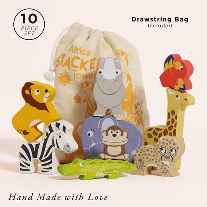 African Safari Stacking Animals & Bag - Toby Tiger UK