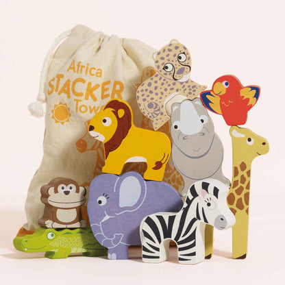 African Safari Stacking Animals & Bag - Toby Tiger UK