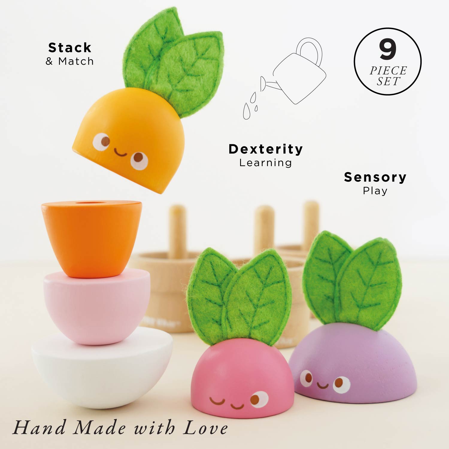 Stacking Wooden Veggies - Toby Tiger UK