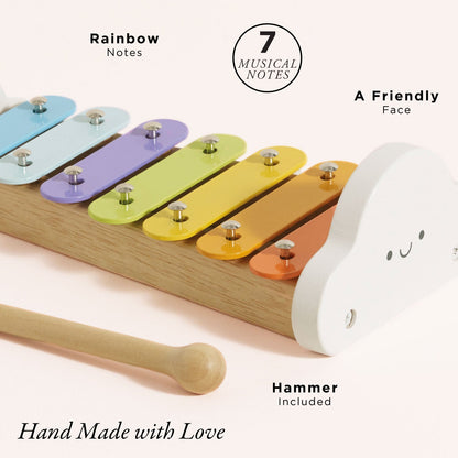 Rainbow Wooden Xylophone - Toby Tiger UK