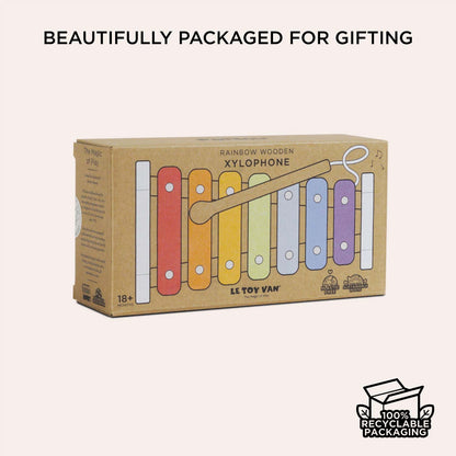 Rainbow Wooden Xylophone - Toby Tiger UK