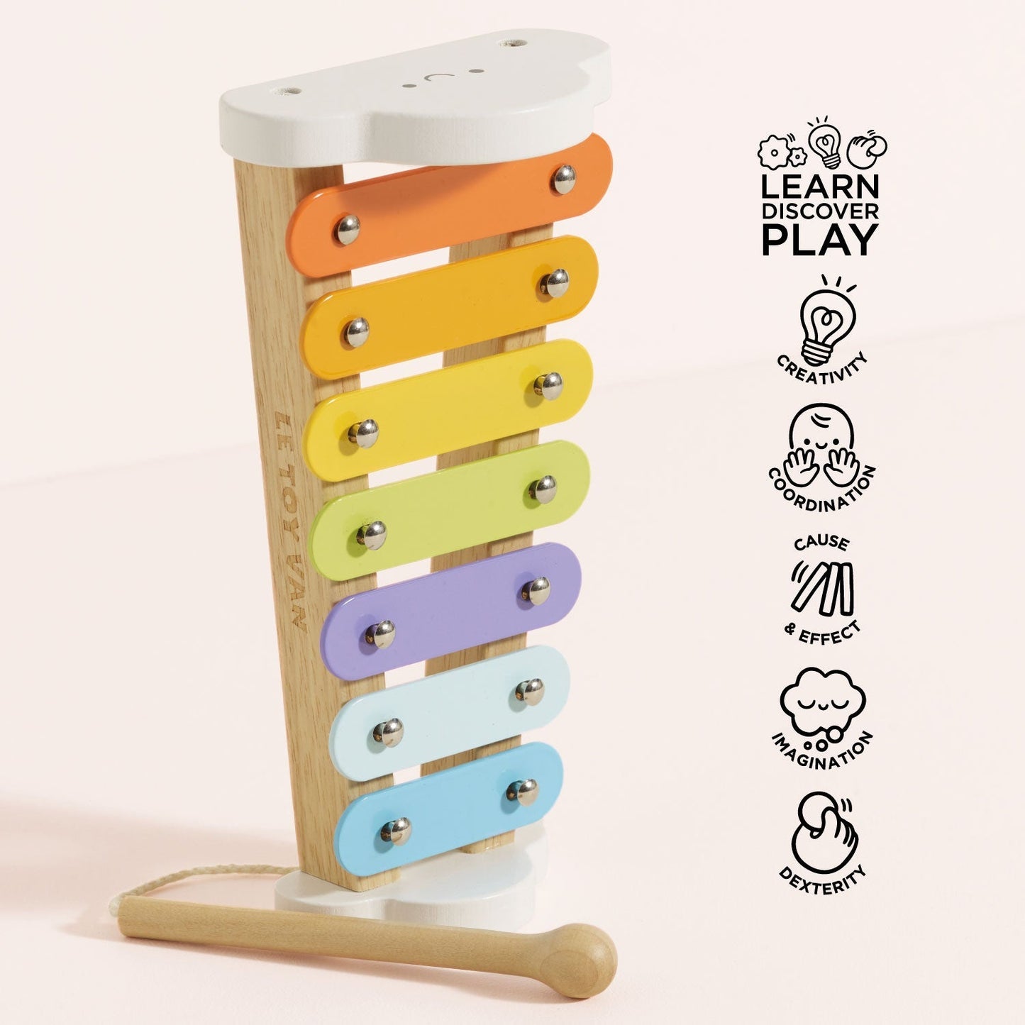Rainbow Wooden Xylophone - Toby Tiger UK