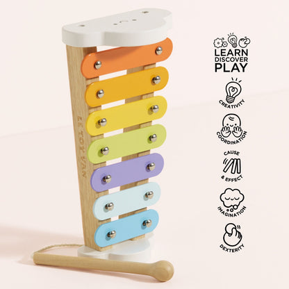 Rainbow Wooden Xylophone - Toby Tiger UK