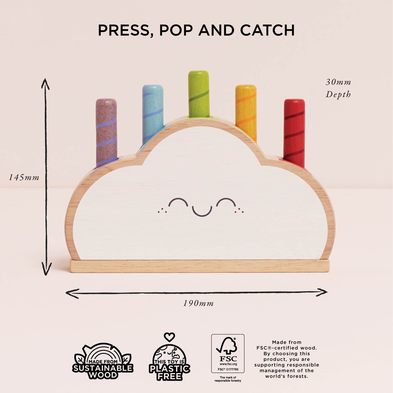 Rainbow Cloud Pop-up Toy - Toby Tiger UK