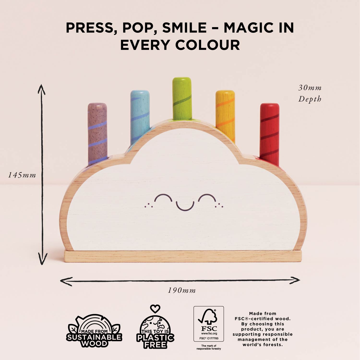 Rainbow Cloud Pop-up Toy - Toby Tiger UK