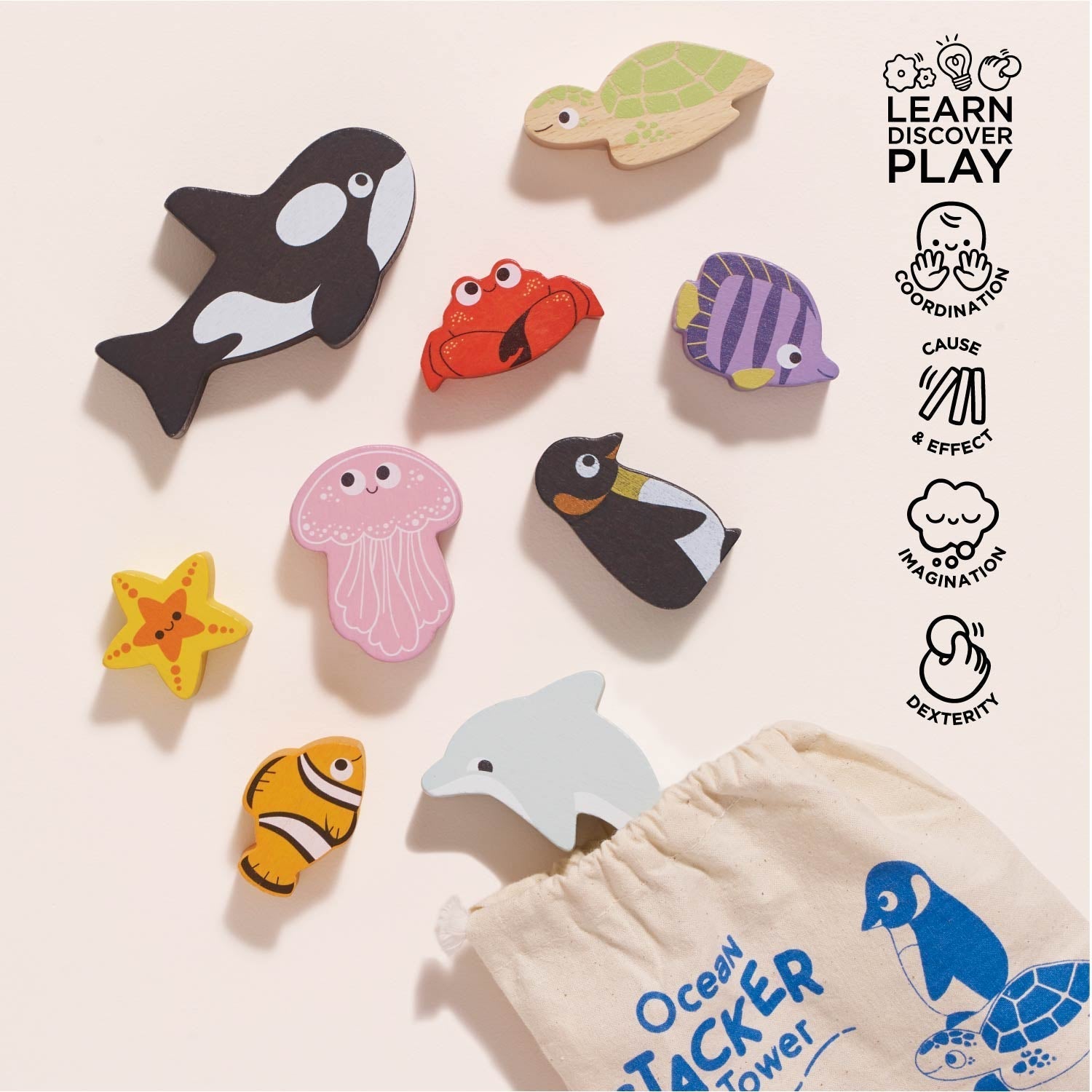 Ocean Life Stacking Animals & Bag - Toby Tiger UK