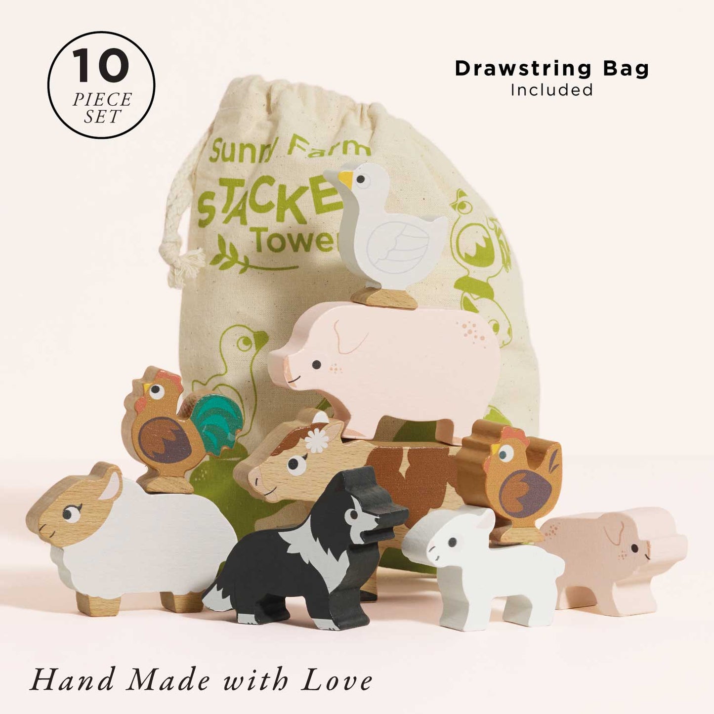 Farmyard Stacking Animals & Bag - Toby Tiger UK