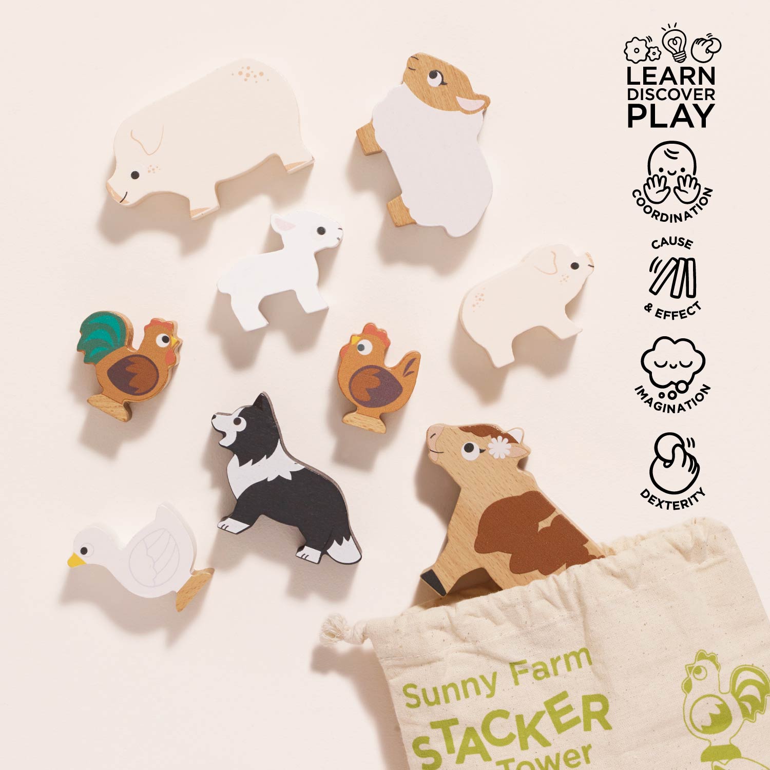 Farmyard Stacking Animals & Bag - Toby Tiger UK