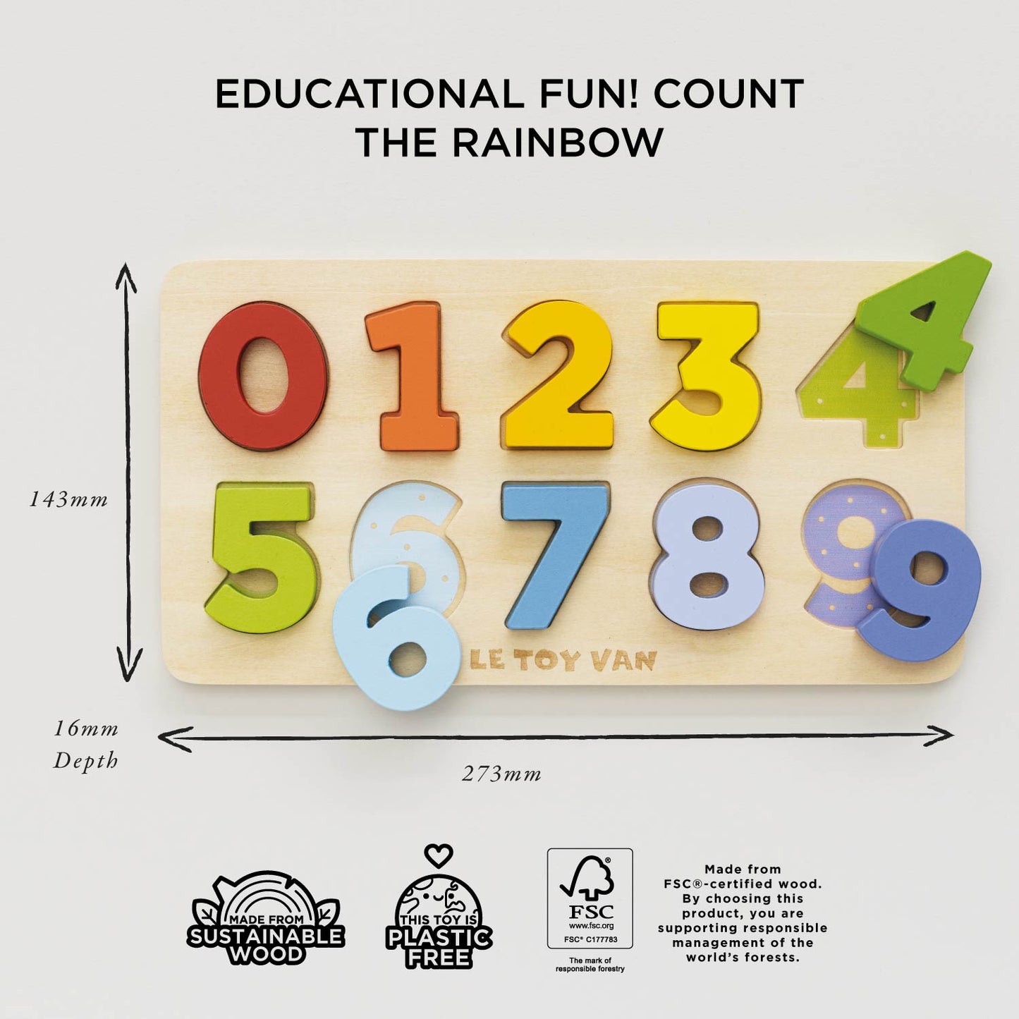 Counting Wooden Numbers Shape Sorter - Toby Tiger UK