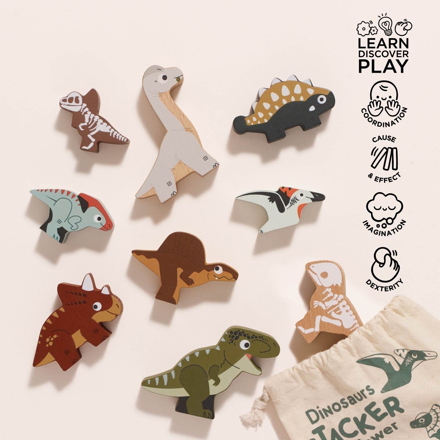 Jurassic Stacking Dinosaurs & Bag - Toby Tiger UK