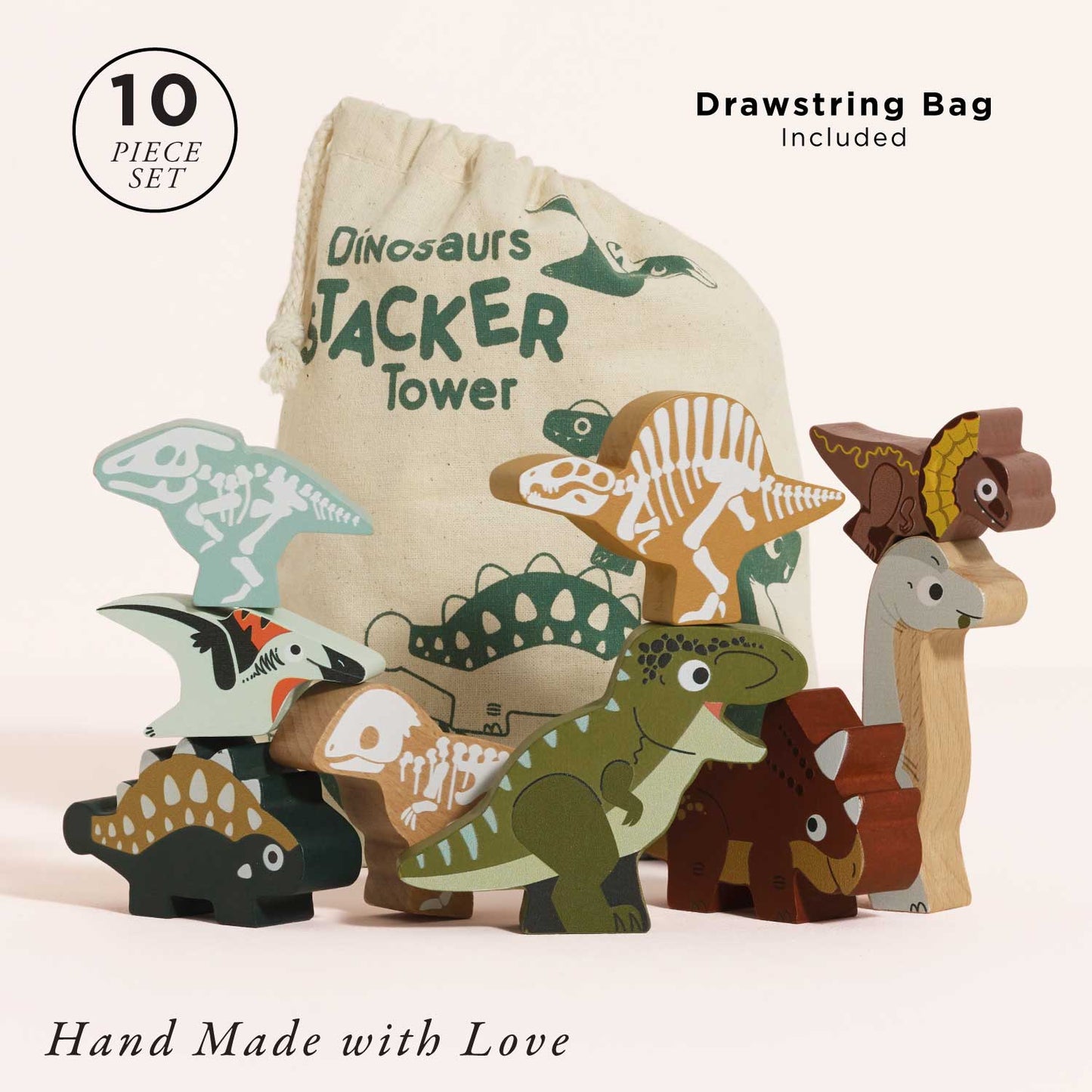 Jurassic Stacking Dinosaurs & Bag - Toby Tiger UK