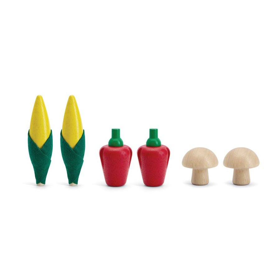 Fresh Produce Set D (Corn on the Cob, Mushrooms & Red Bell Peppers) - Toby Tiger
