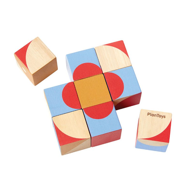 PlanToys Geo Pattern Cubes - Toby Tiger