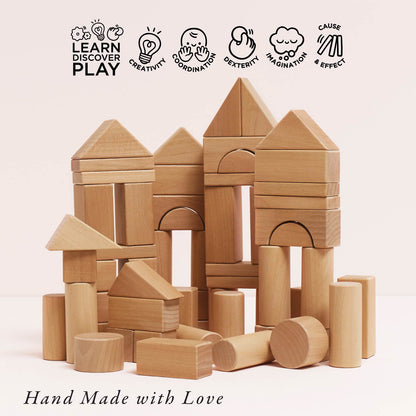 Natural Wood Building Blocks - Toby Tiger UK