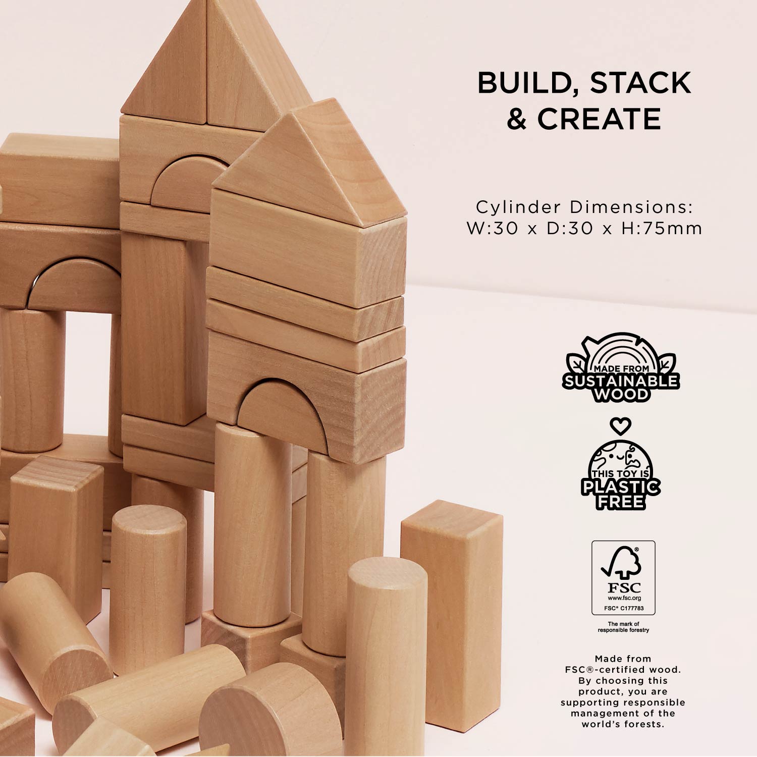 Natural Wood Building Blocks - Toby Tiger UK