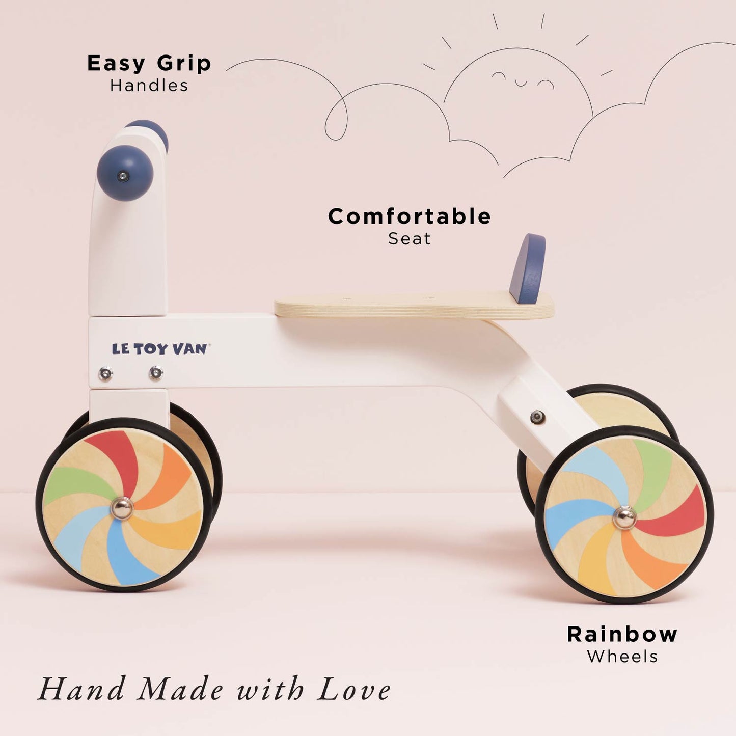 Wooden Rainbow Ride On Trike - Toby Tiger