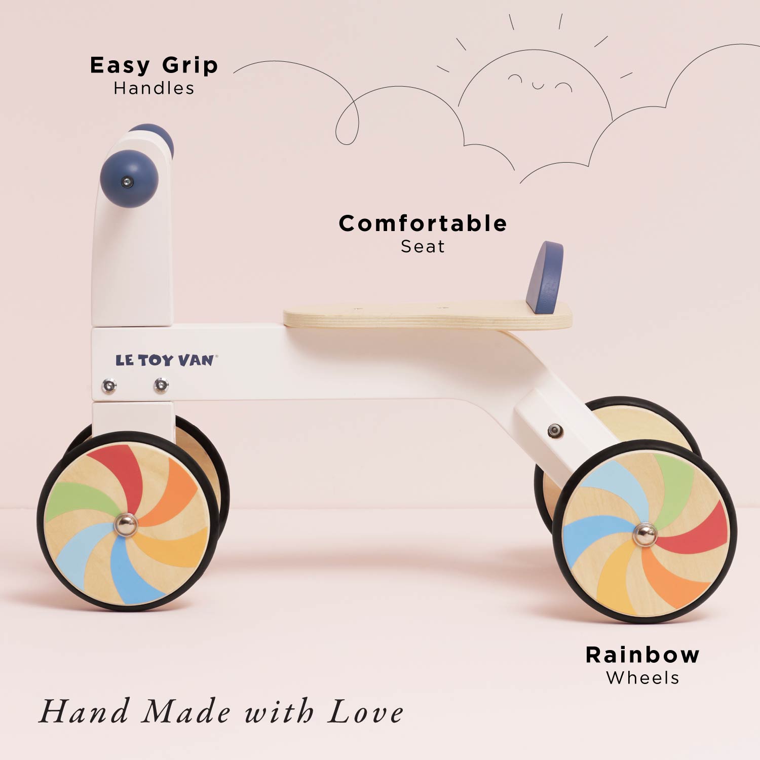 Wooden Rainbow Ride On Trike - Toby Tiger