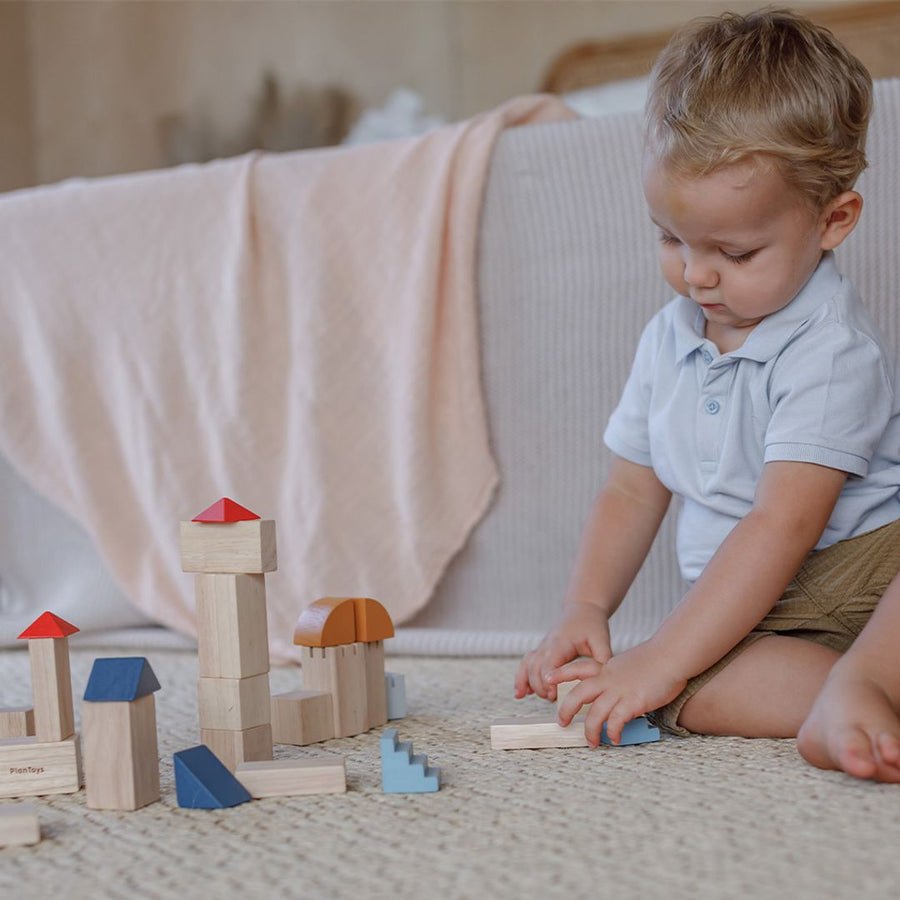 PlanToys Wooden Creative Building Blocks (Orchard Collection) - Toby Tiger