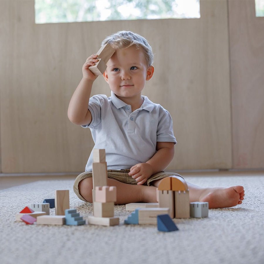 PlanToys Wooden Creative Building Blocks (Orchard Collection) - Toby Tiger