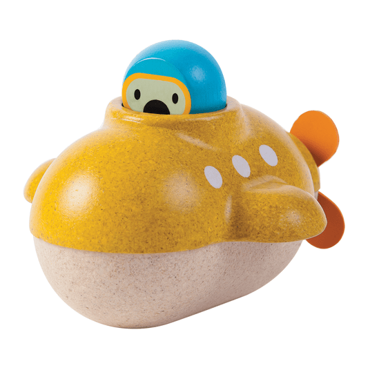 PlanToys Wooden Submarine Bath Toy - Toby Tiger