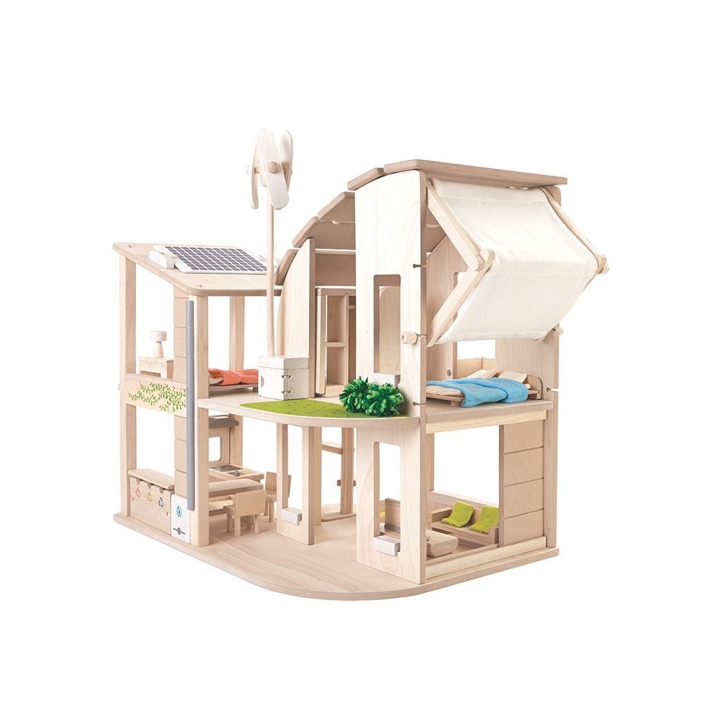 PlanToys Green Dollhouse With Furniture - Toby Tiger