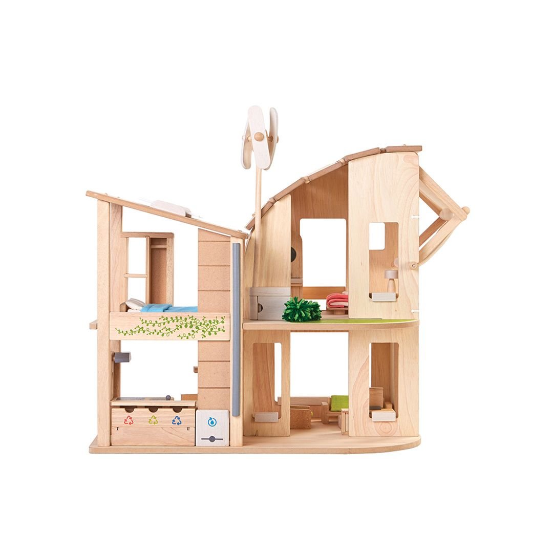 PlanToys Green Dollhouse With Furniture - Toby Tiger