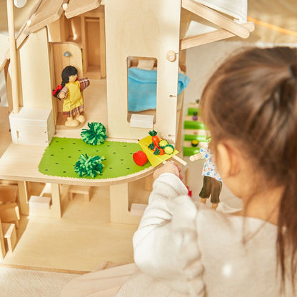 PlanToys Green Dollhouse With Furniture - Toby Tiger
