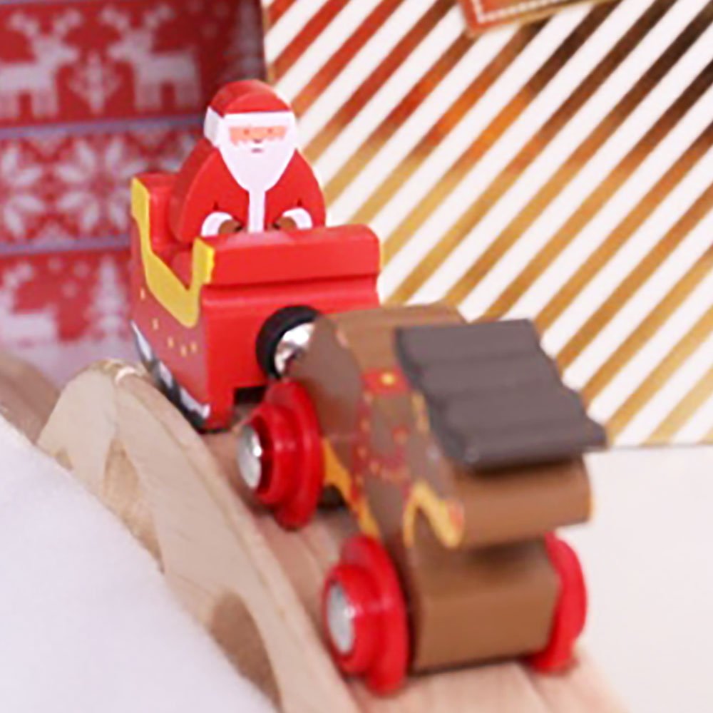 Santa Sleigh With Reindeer - Wooden Train Toy - Toby Tiger