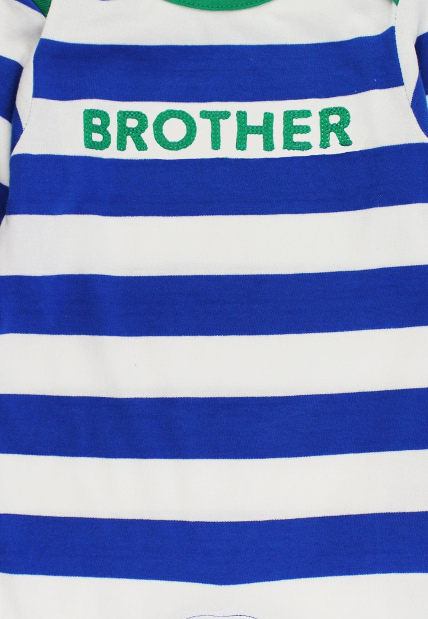 Organic Brother Applique Blue Stripe Sleepsuit - Toby Tiger