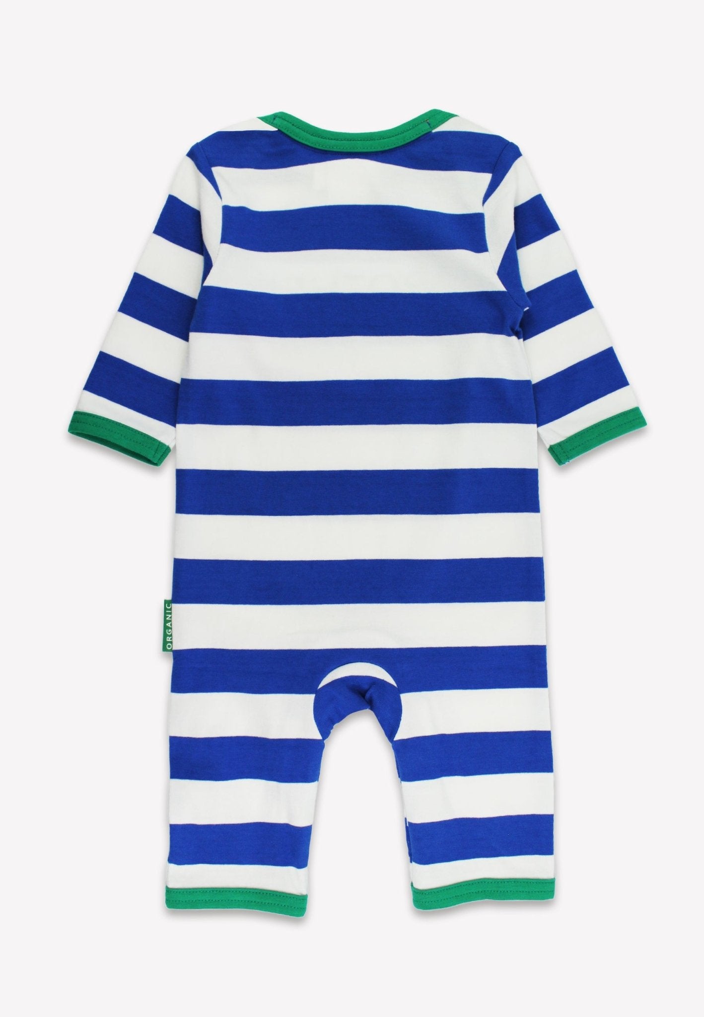 Organic Brother Applique Blue Stripe Sleepsuit - Toby Tiger