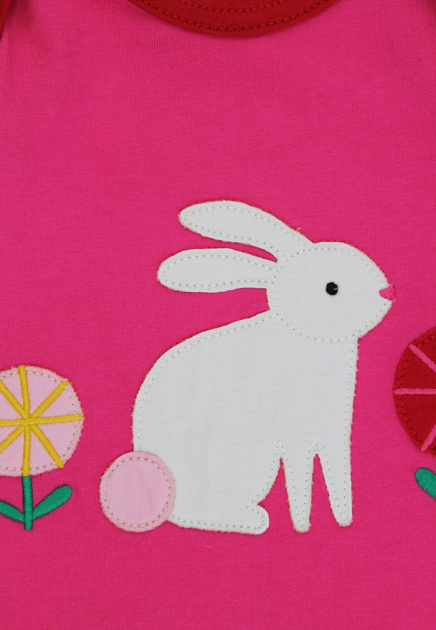 Organic Bunny Hop Applique Pink Sleepsuit - Toby Tiger