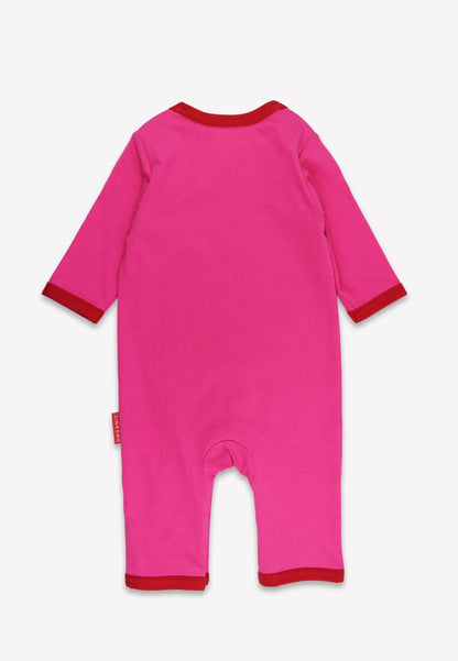 Organic Bunny Hop Applique Pink Sleepsuit - Toby Tiger