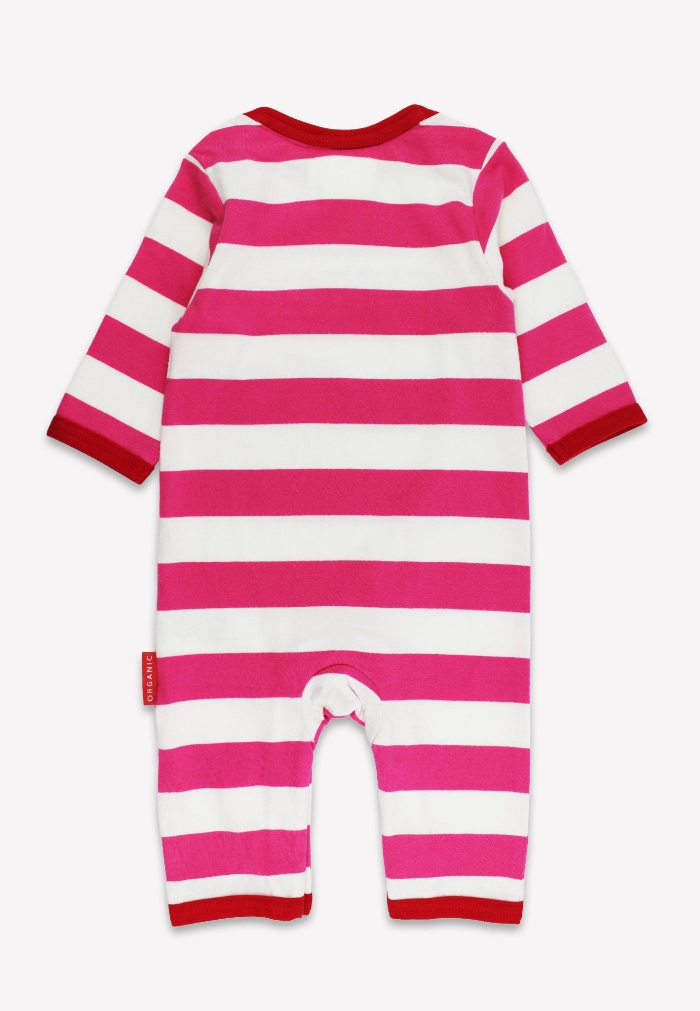 Organic Sister Applique Pink Stripe Sleepsuit - Toby Tiger
