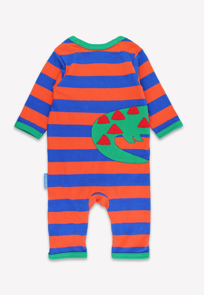 Organic Crocodile Applique Striped Sleepsuit - Toby Tiger