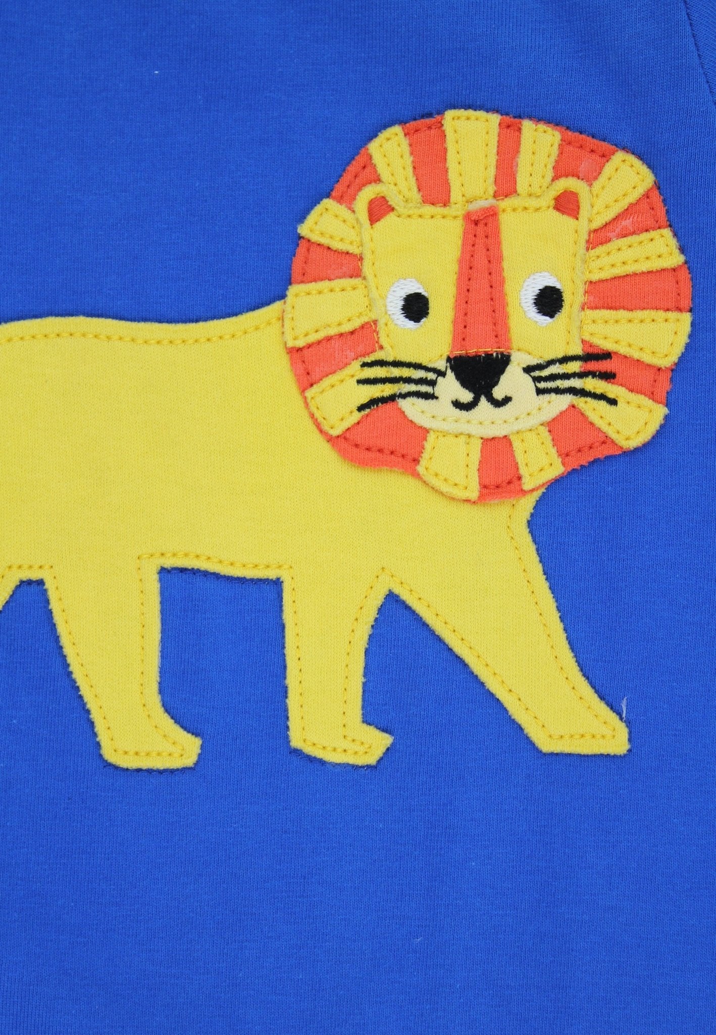 Organic Lion Applique Blue Sleepsuit - Toby Tiger