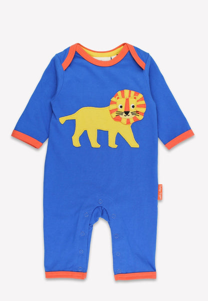 Organic Lion Applique Blue Sleepsuit - Toby Tiger