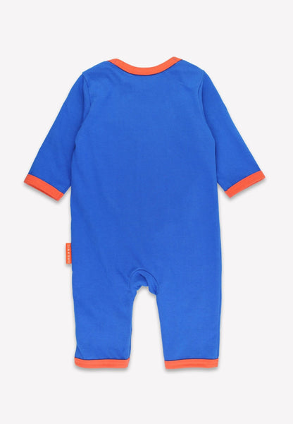 Organic Lion Applique Blue Sleepsuit - Toby Tiger