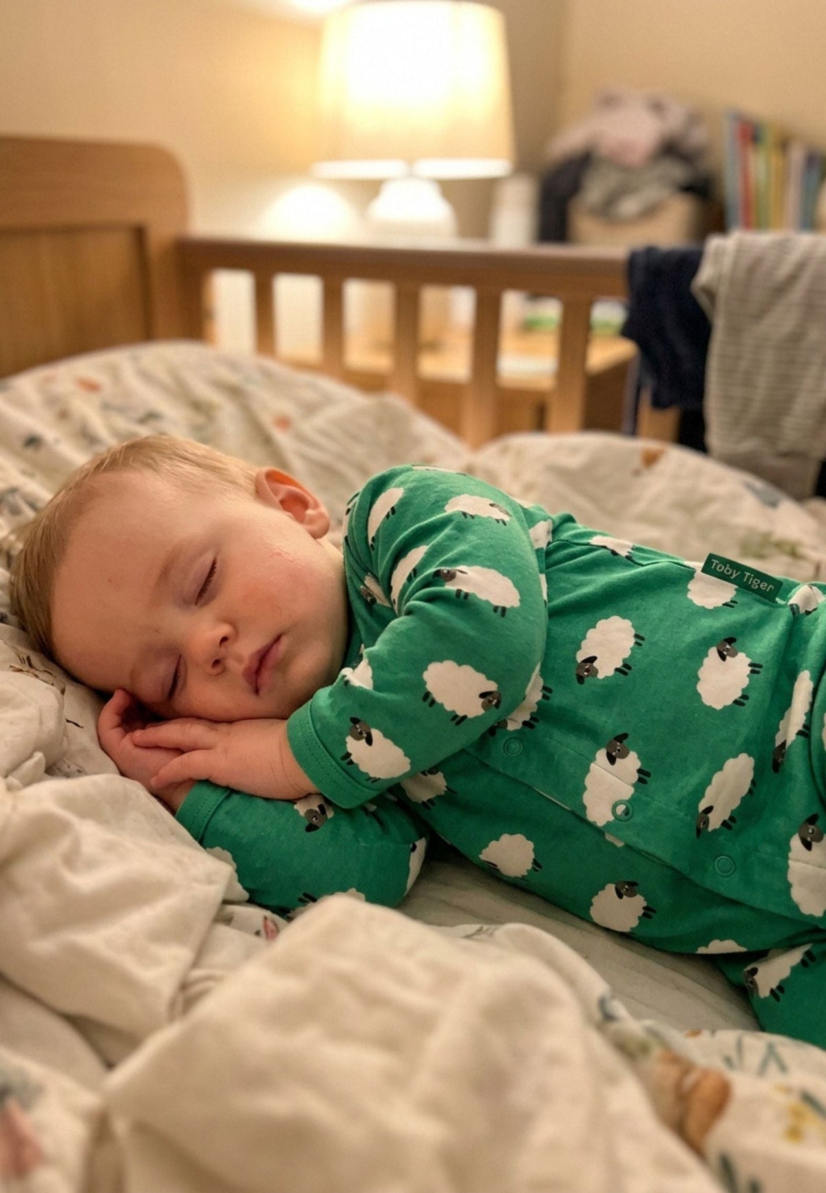 Organic Sheep Print Sleepsuit - Toby Tiger UK