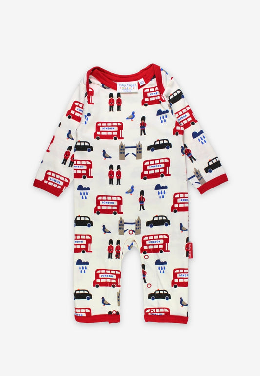 Organic London Print Sleepsuit - Toby Tiger